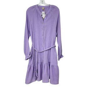NWT Magaschoni 100% Organic Cotton Shirt Gauze Lavender dress women's size M